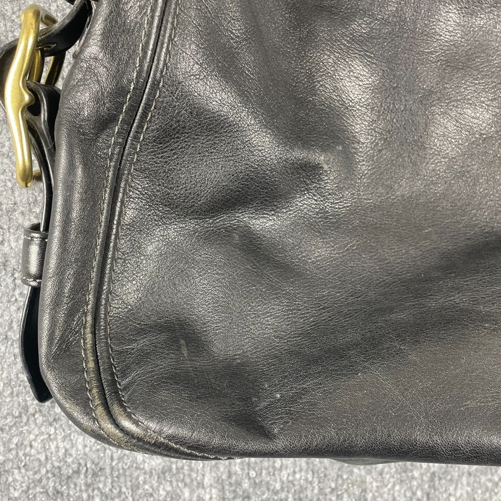 VTG Coach Purse Hobo Black Zoe Leather Cross Body Bag Brass Heavy Charm Tag Y2K - Picture 5 of 16